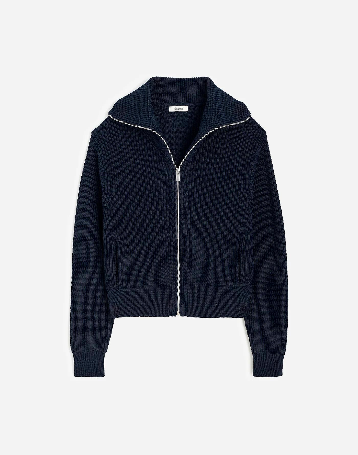 Ribbed Zip-Front Cardigan Product Image