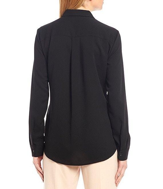 Alex Marie Piper Lightweight Soft Crepe de Chine Point Collar Long Sleeve Button Front Top Product Image
