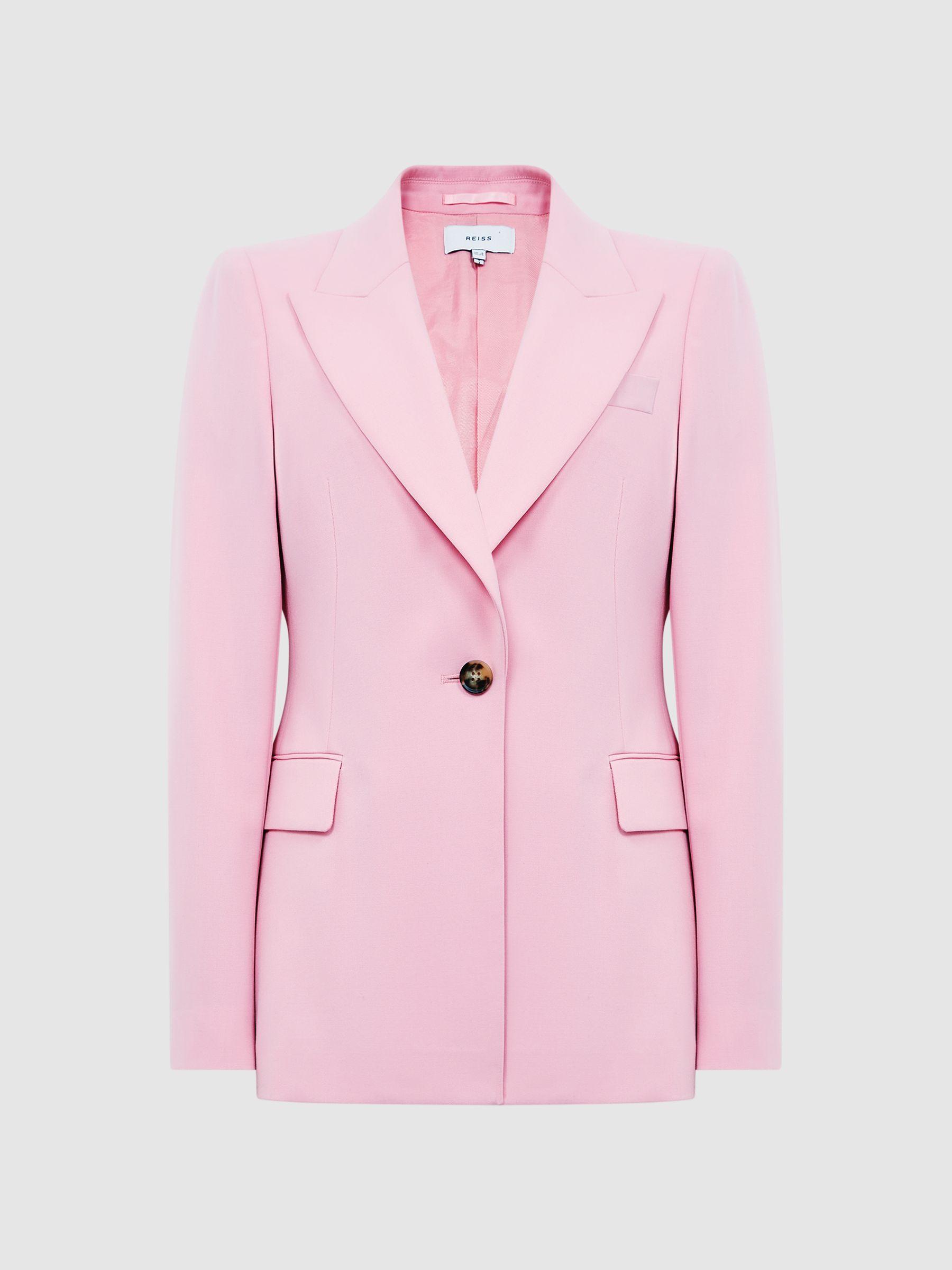 Single Breasted Wool Blend Blazer in Pink Product Image