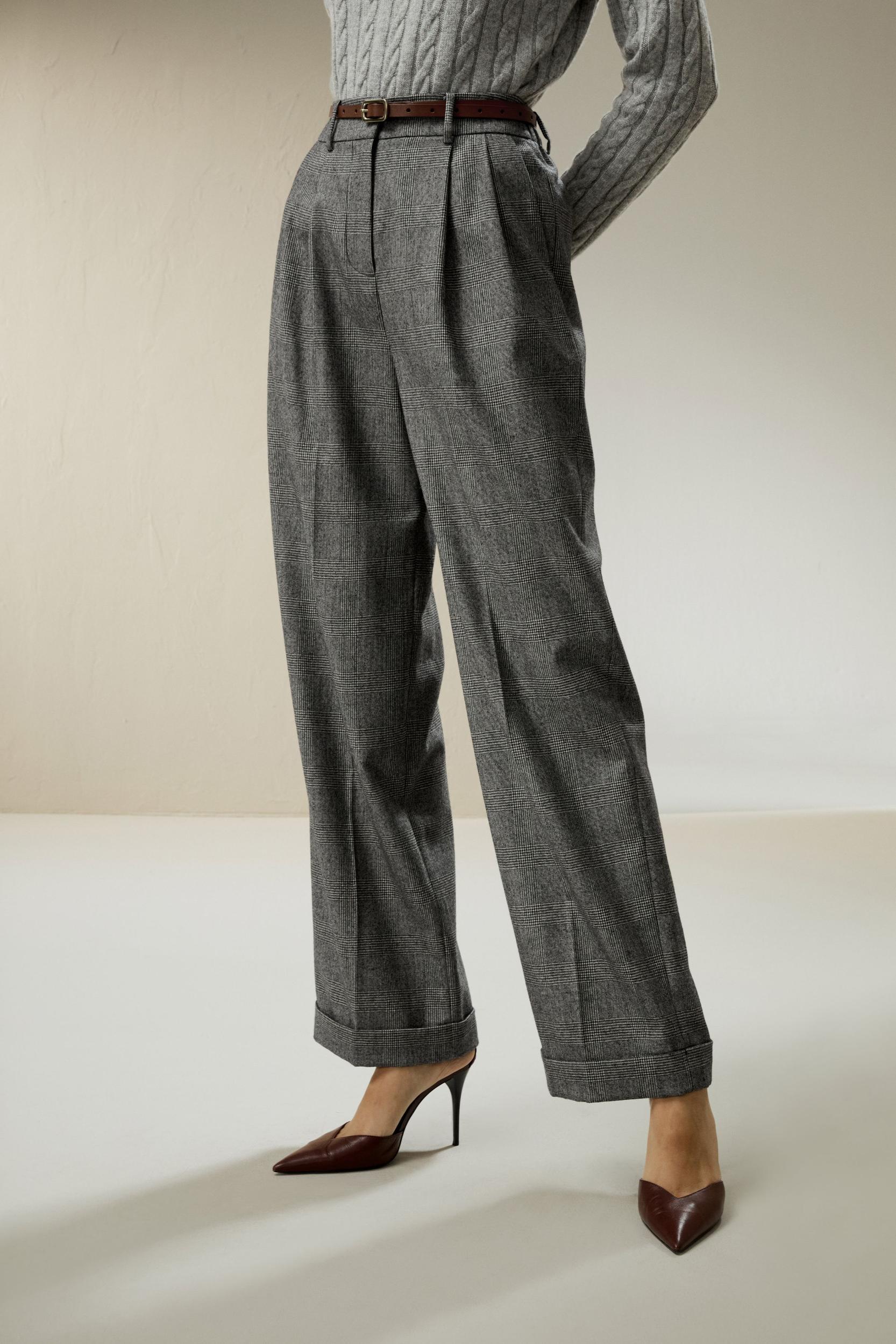 Wide leg wool-flannel suit trousers Product Image