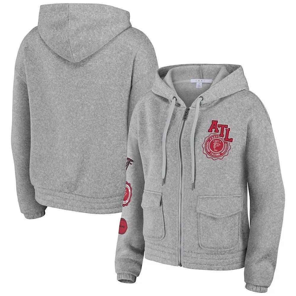 Women's WEAR by Erin Andrews Heather Gray Houston Texans Full-Zip Hoodie, Size: 2XL, Grey Product Image