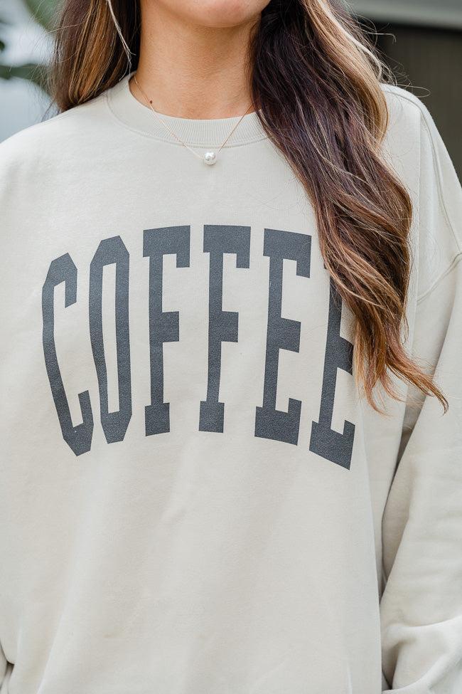 Coffee Block Light Tan Oversized Graphic Sweatshirt FINAL SALE Product Image