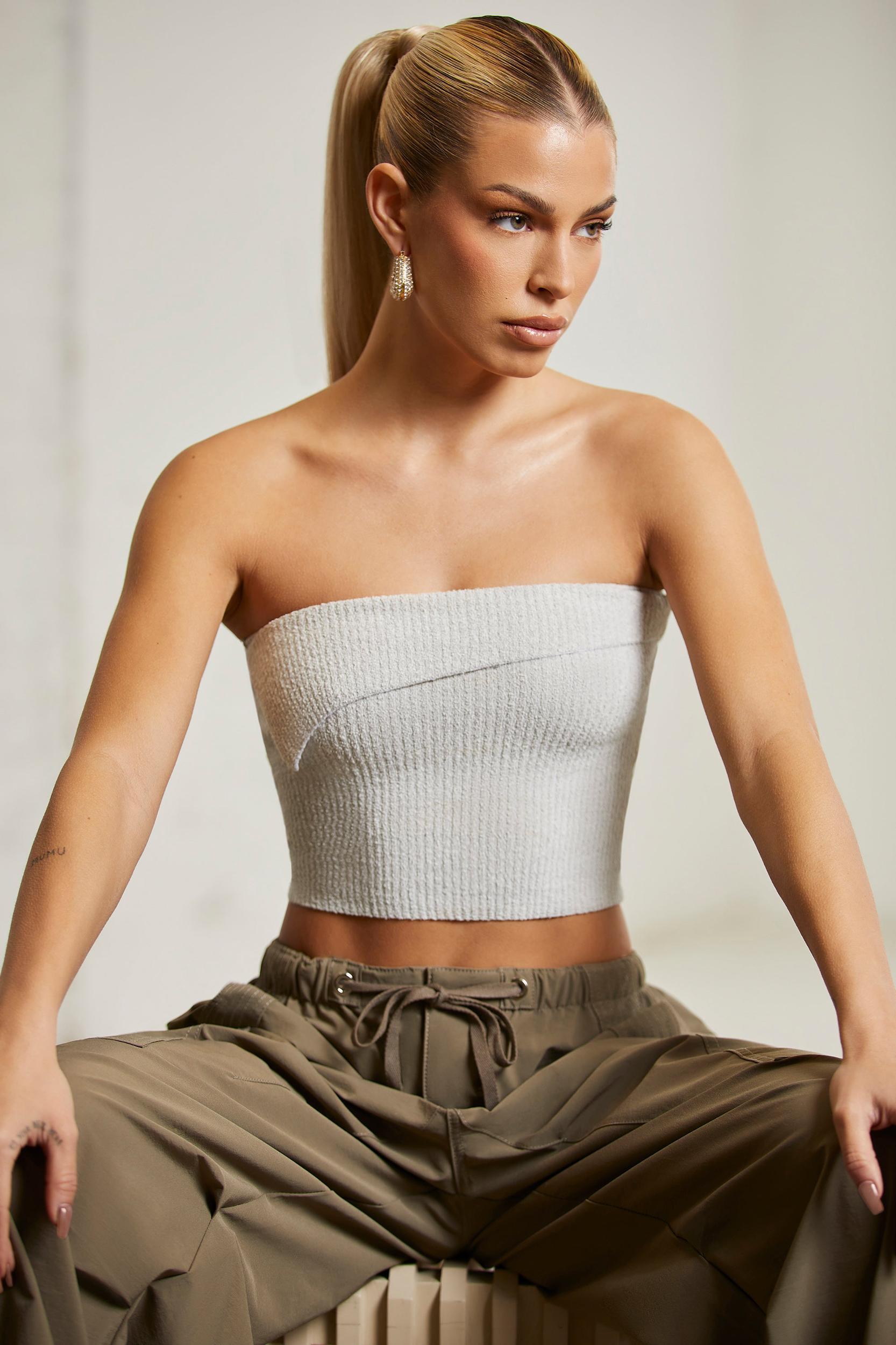Overlap Bandeau Crop Top in Alloy Female Product Image