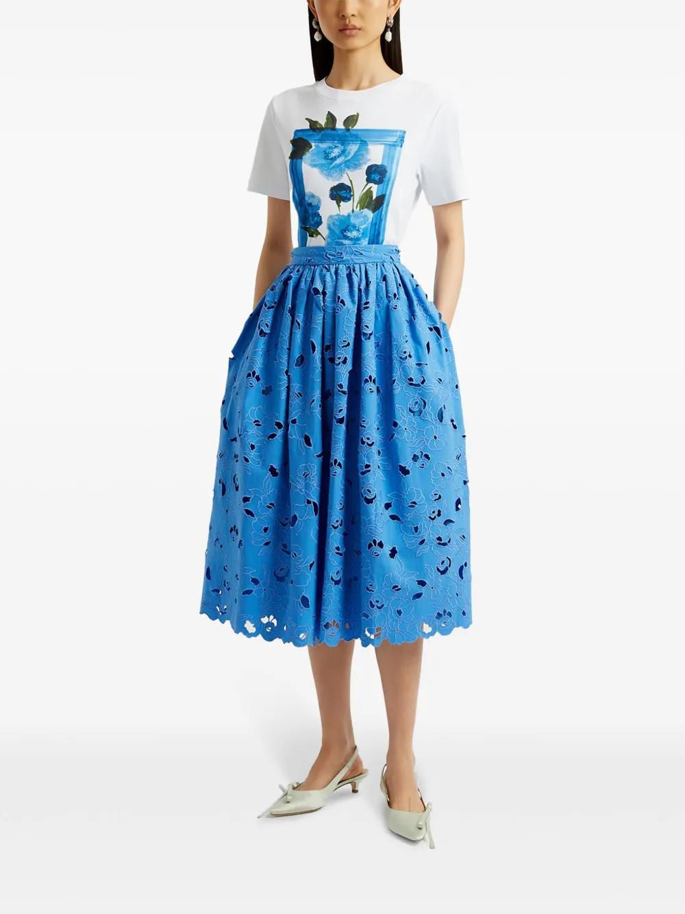 floral-embroidered midi skirt Product Image
