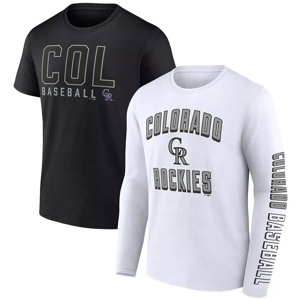 Men's Fanatics Branded Black/White Colorado Rockies Two-Pack Combo T-Shirt Set,  Product Image