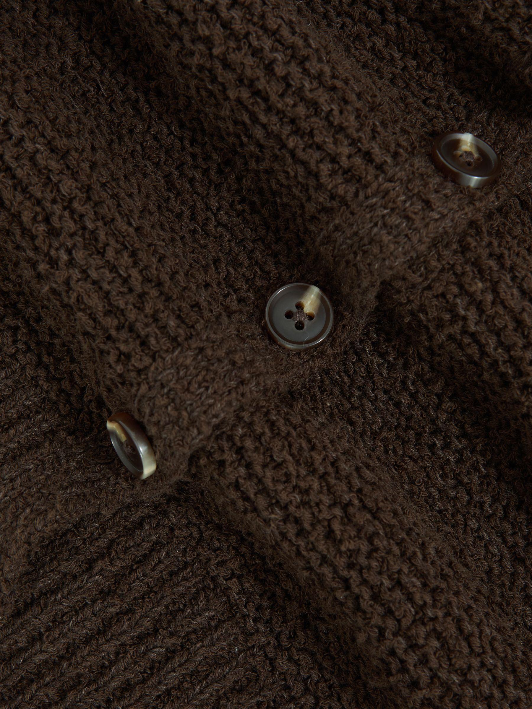 Cotton-Linen Button-Through Knit Top in Chocolate Brown Product Image