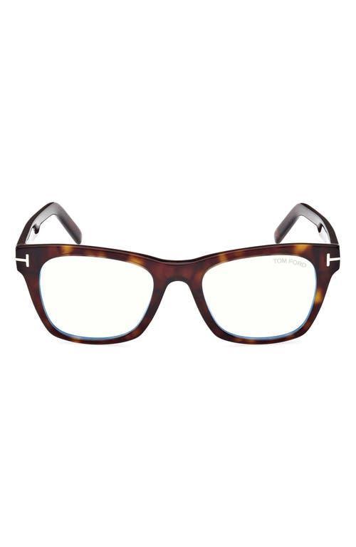 TOM FORD 52mm Square Blue Light Blocking Optical Glasses In Black Product Image