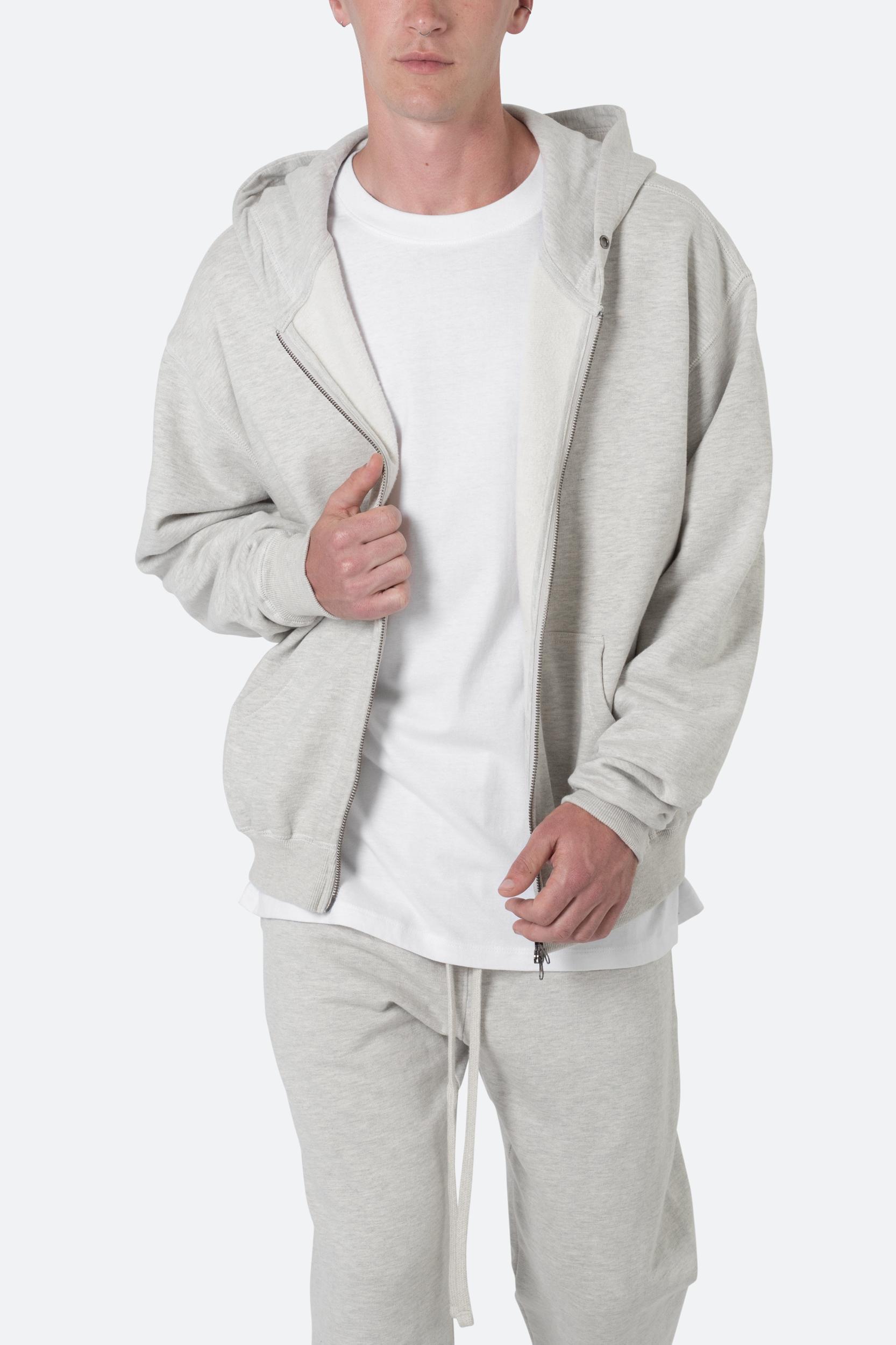 Basic Zip Up Hoodie - Grey Product Image
