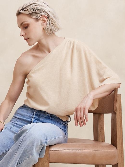 Cashmere-Linen One-Shoulder Sweater Product Image