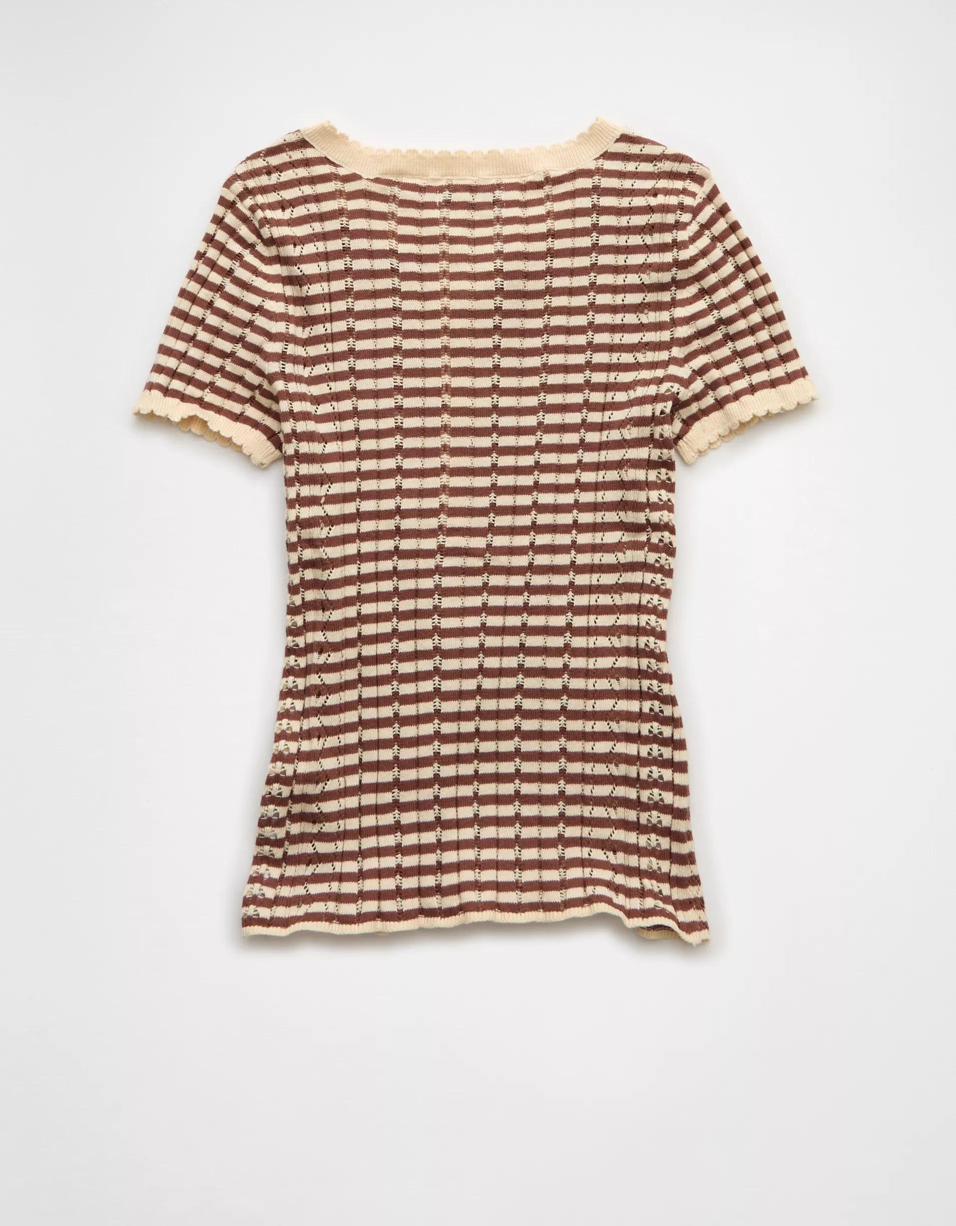 AE Henley Pointelle Sweater T-Shirt Product Image