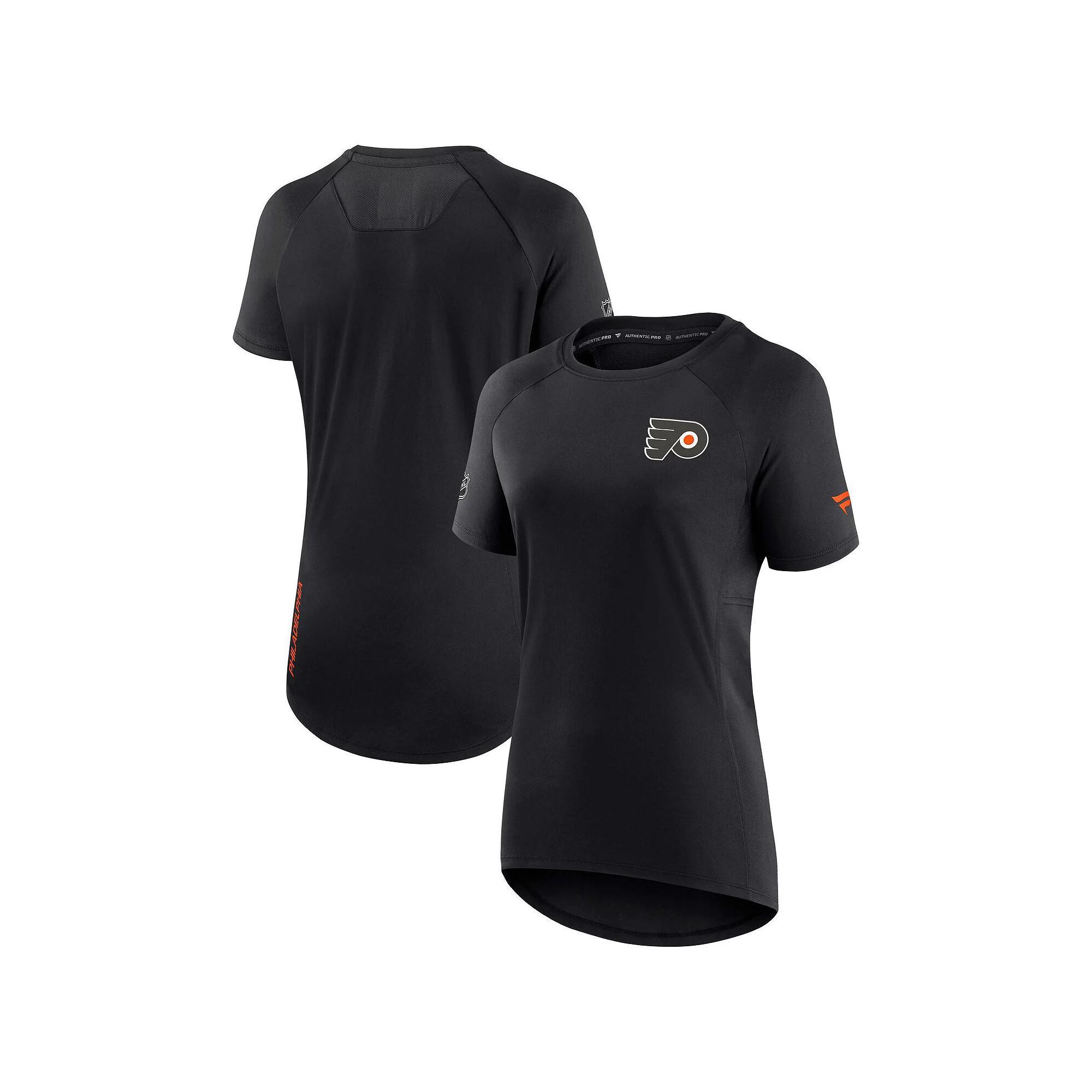 Women's Fanatics Branded Black Philadelphia Flyers Authentic Pro Rink Raglan Tech T-Shirt,  Product Image