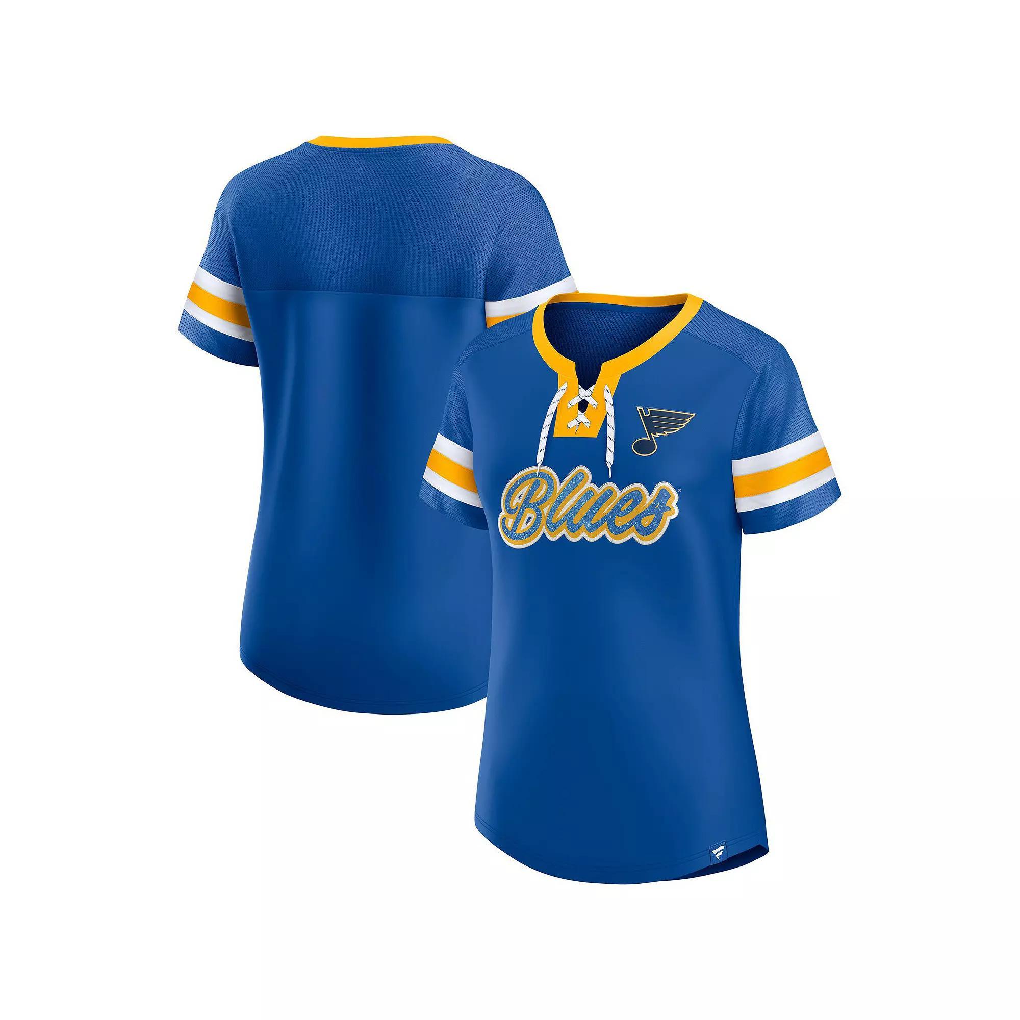 Women's Fanatics Blue St. Louis Blues Iconic Athena Lace-Up T-Shirt,  Product Image