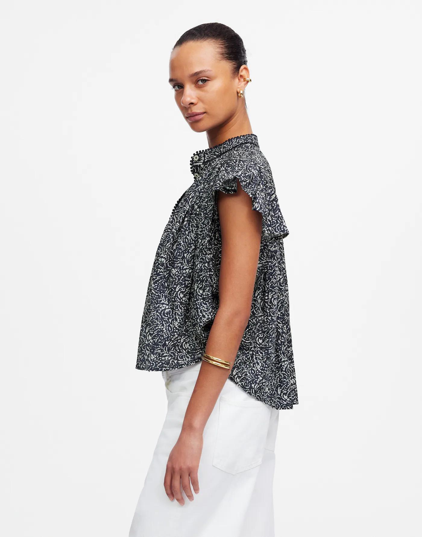 Shirred Lace-Trim Top Product Image