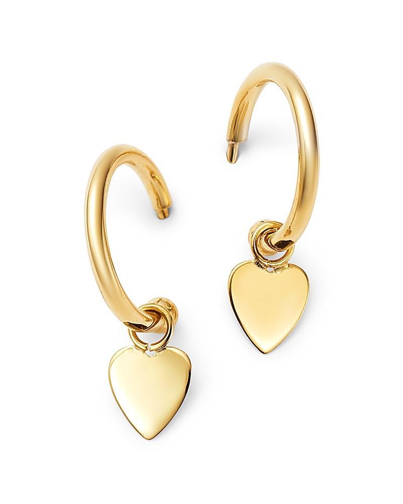 Dangle Heart Hoop Earrings in 14k Gold Product Image