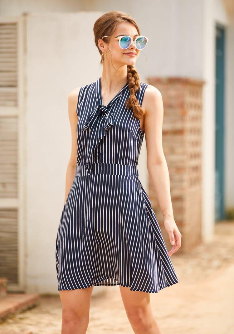 Bliss In a Swish Tie-Neck Dress Product Image