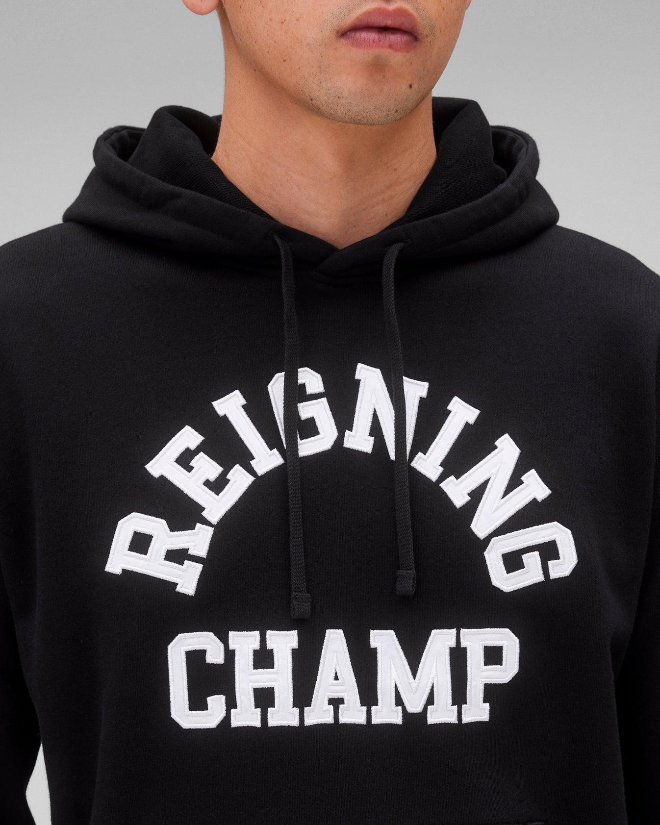 Reigning Champ Midweight Terry Arch Logo Hoodie in Black Product Image