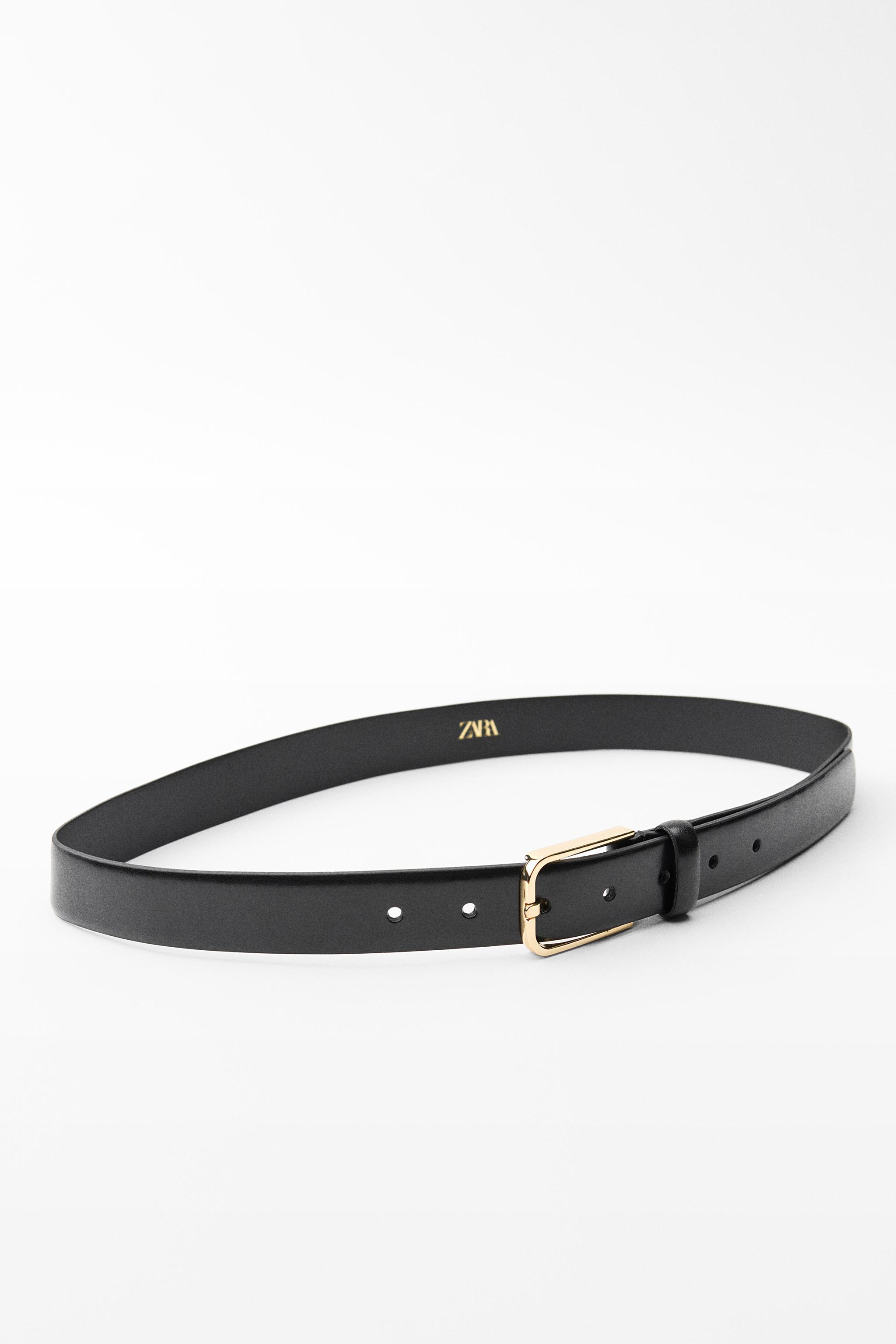 LEATHER BELT WITH SQUARE BUCKLE Product Image