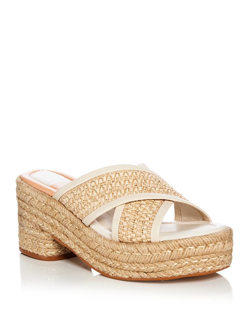 Dolce Vita Womens Eldora Crisscross Raffia Espadrille Platform Slide Sandals - Natural Product Image