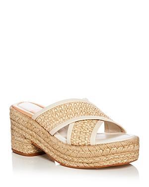 Dolce Vita Womens Eldora Crisscross Raffia Espadrille Platform Slide Sandals - Natural Product Image