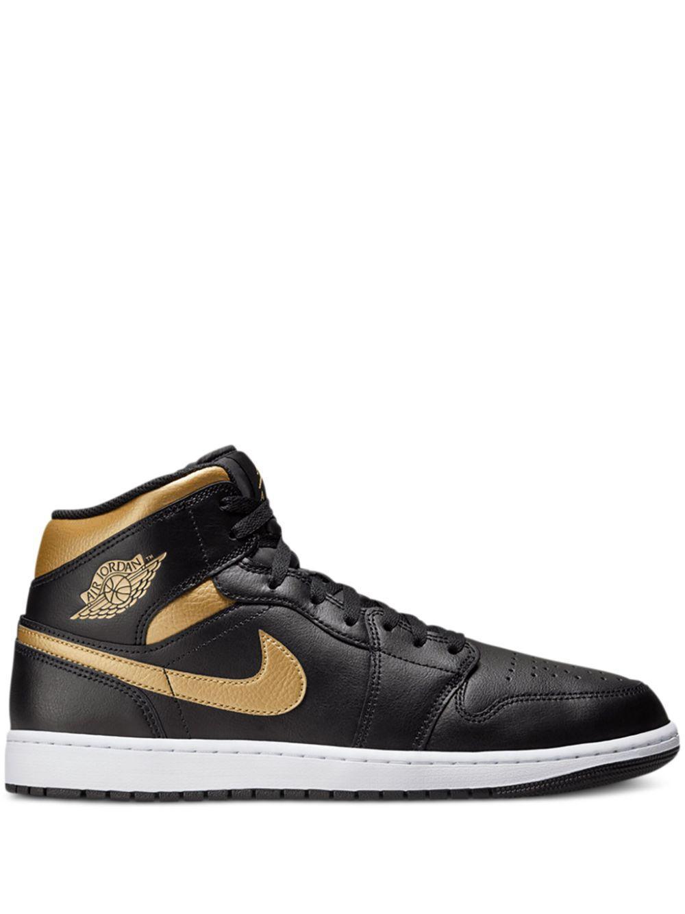 JORDAN Mens  Aj 1 Mid In Gold/black/white Product Image