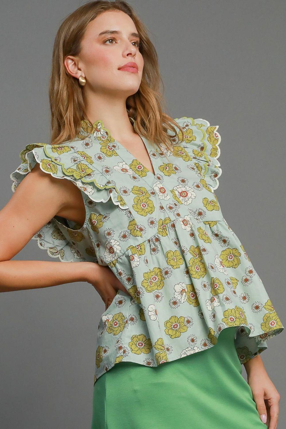 Floral Print Peplum Top Product Image