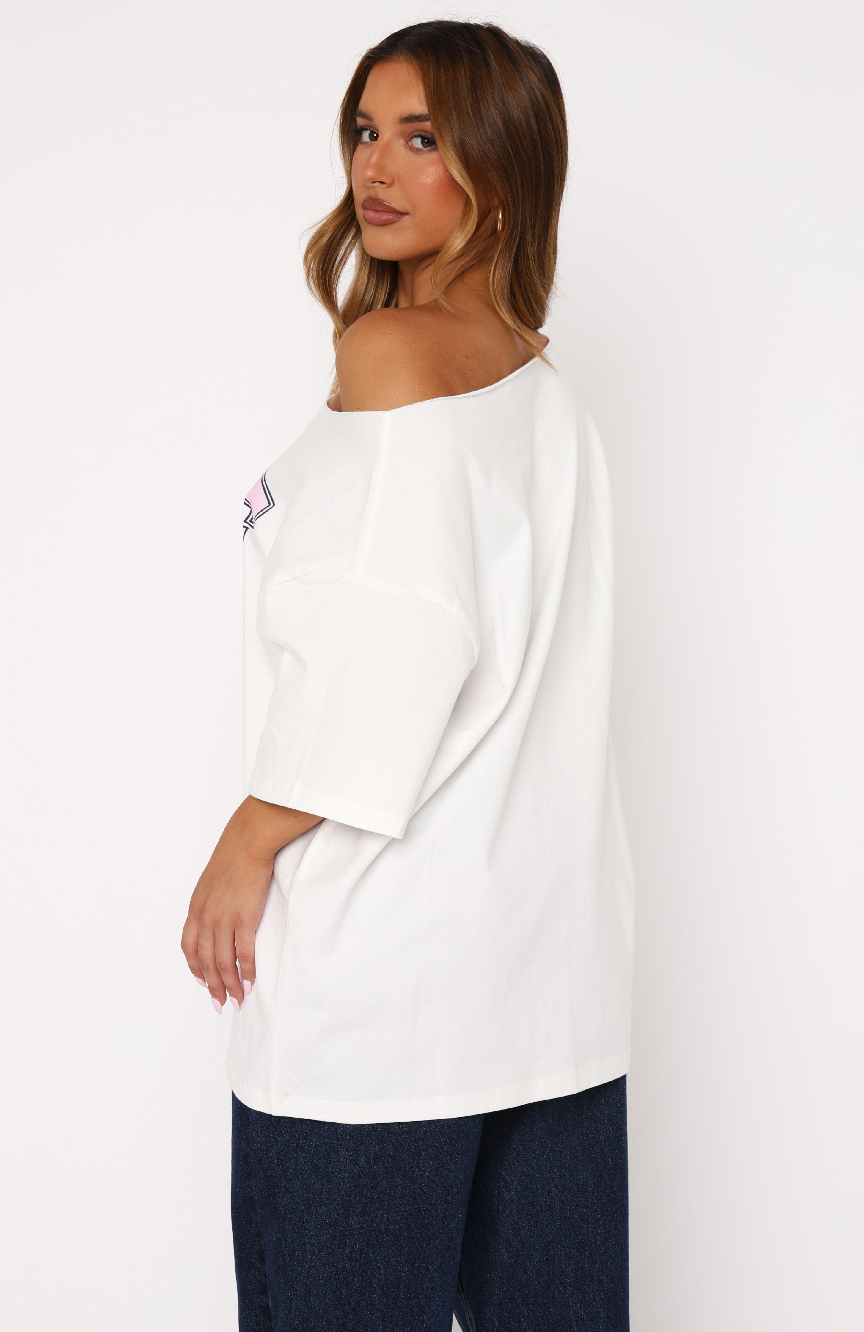 Your Favourite View Off Shoulder Oversized Tee White Product Image