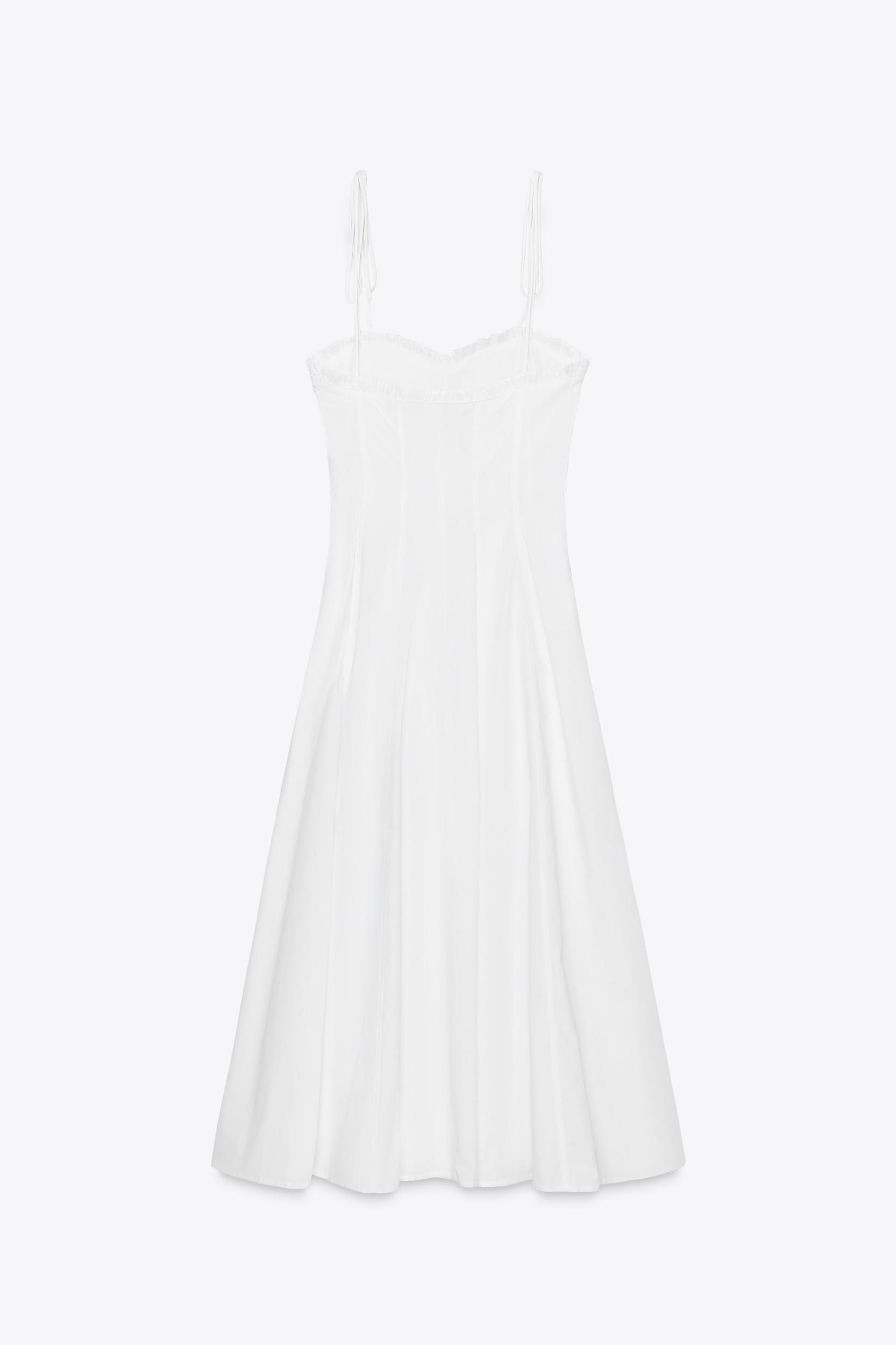 RUFFLED POPLIN MIDI DRESS Product Image