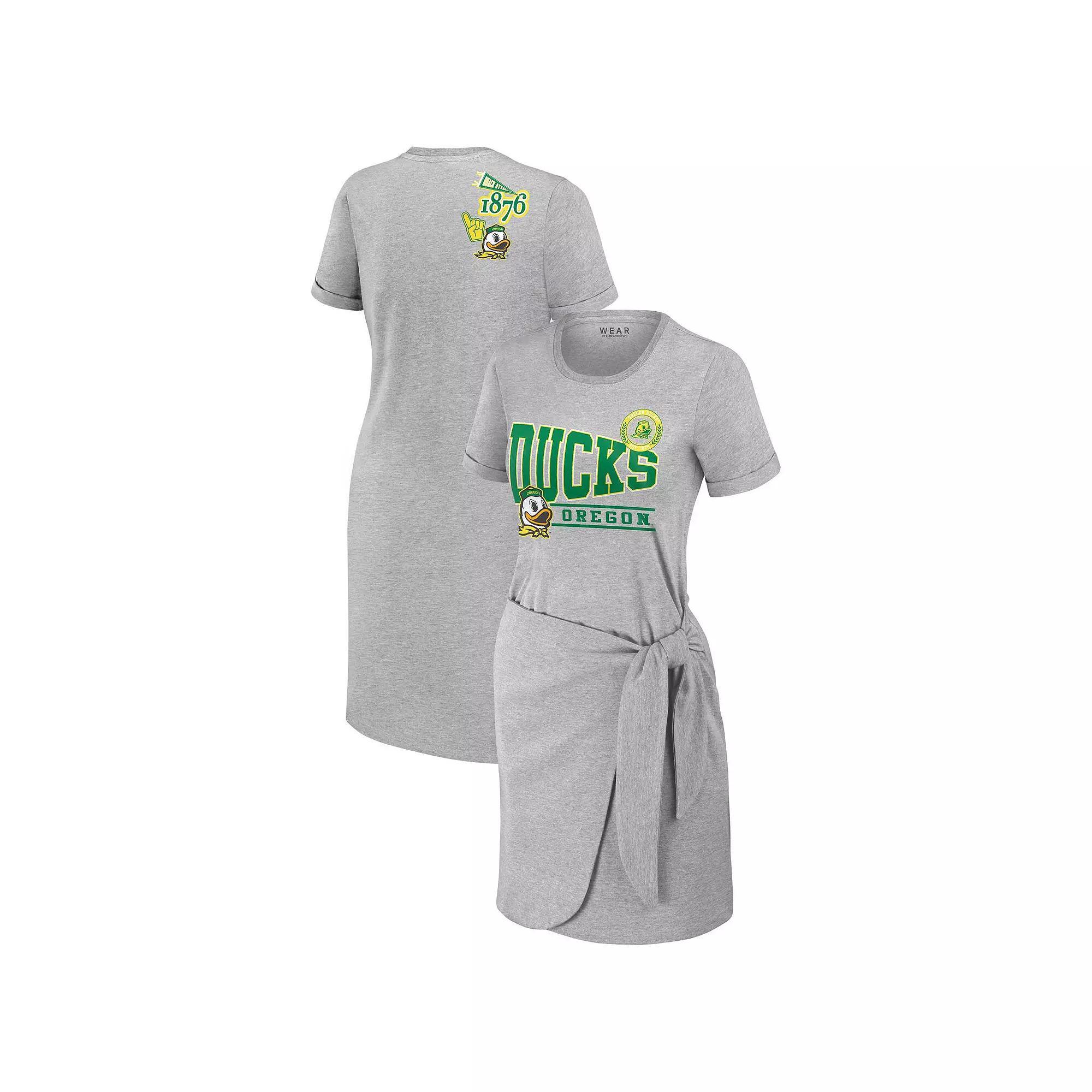 Women's WEAR by Erin Andrews Heather Gray Oregon Ducks Knotted T-Shirt Dress,  Product Image