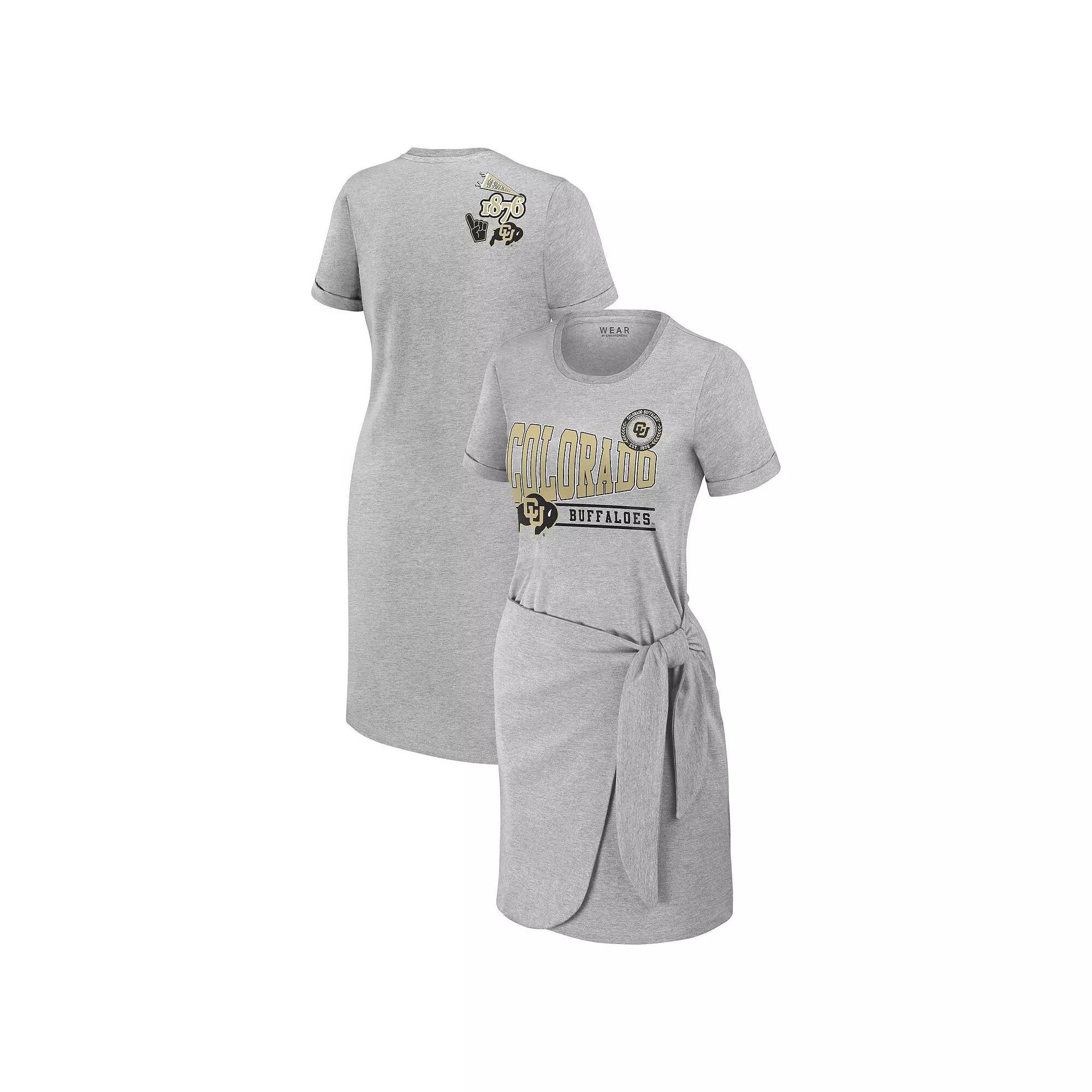 Women's WEAR by Erin Andrews Heather Gray Colorado Buffaloes Knotted T-Shirt Dress,  Product Image