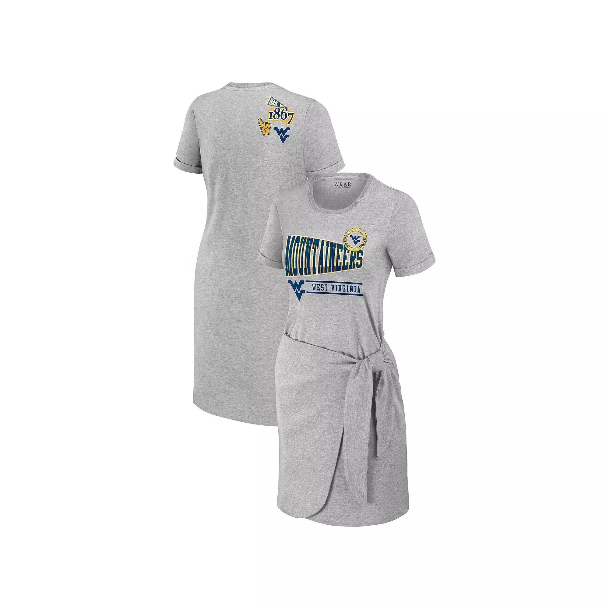 Women's WEAR by Erin Andrews Heather Gray West Virginia Mountaineers Knotted T-Shirt Dress,  Product Image