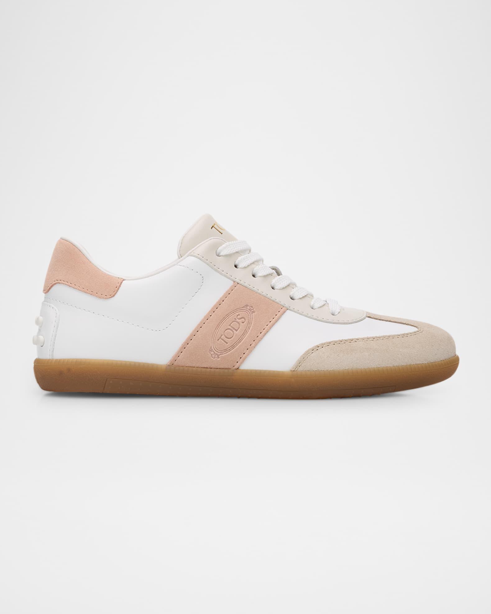 Mixed Leather Low-Top Sneakers Product Image