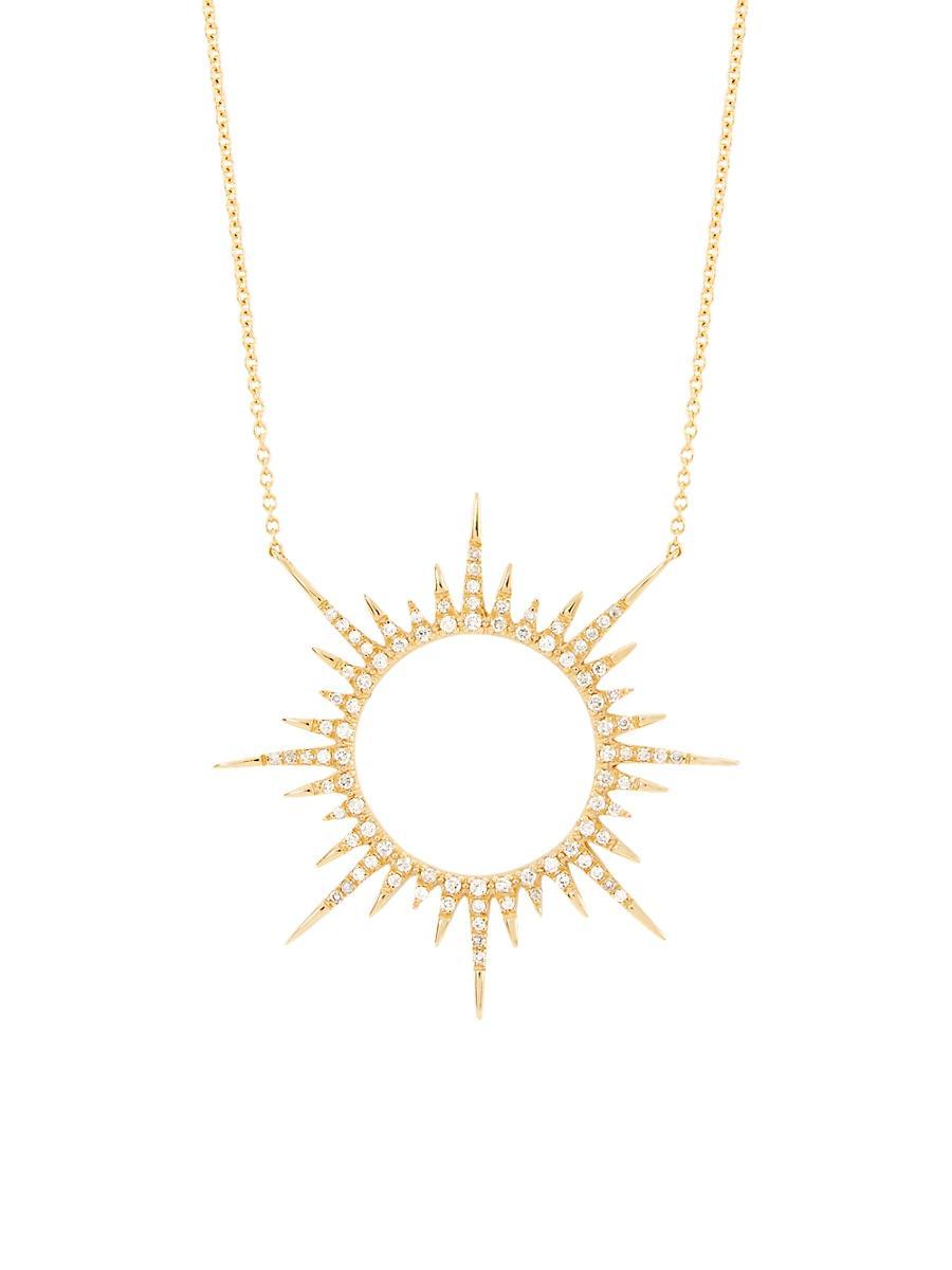 Womens 14K Yellow Gold & 0.42 TCW Diamond Open Starburst Pendant Necklace Product Image