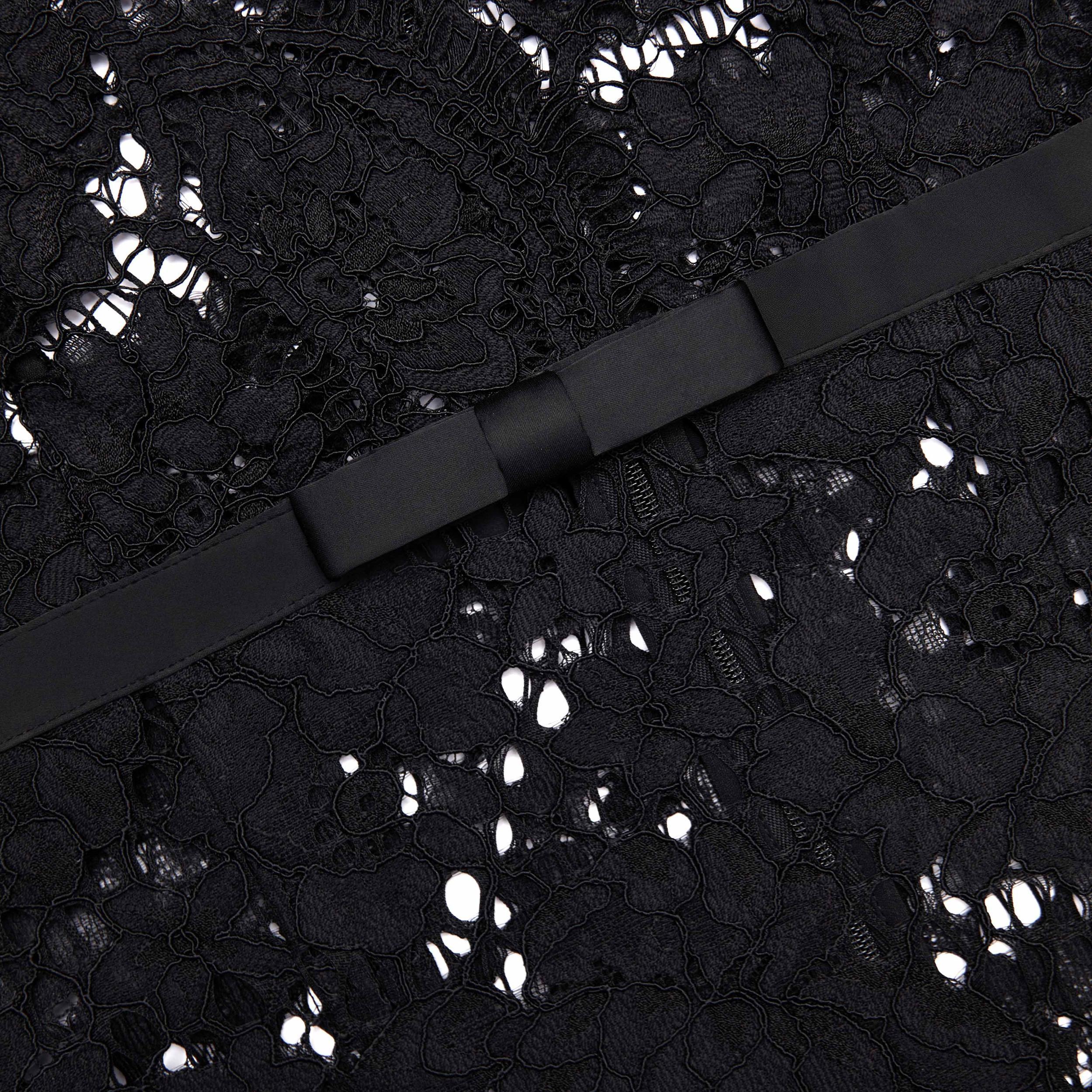 Black Floral Lace Midi Dress Product Image