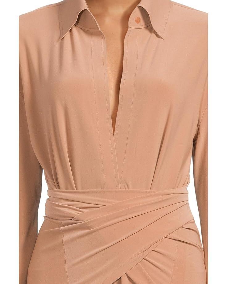 V-Neck Long Sleeve Shirred Waist Jumpsuit Product Image