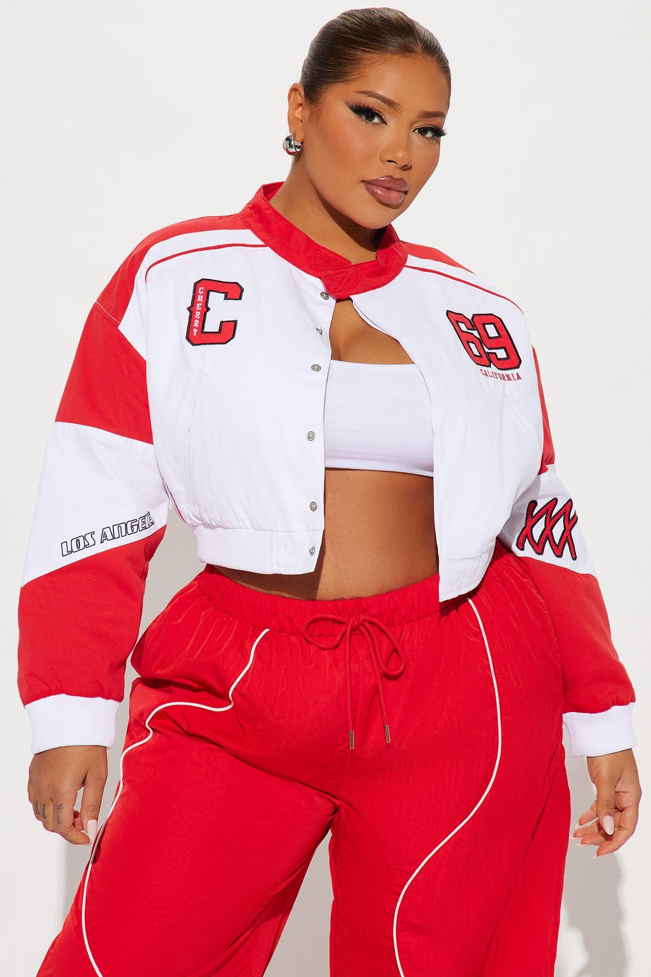 Cherry Bomb Bomber Jacket - Red/combo Female Product Image