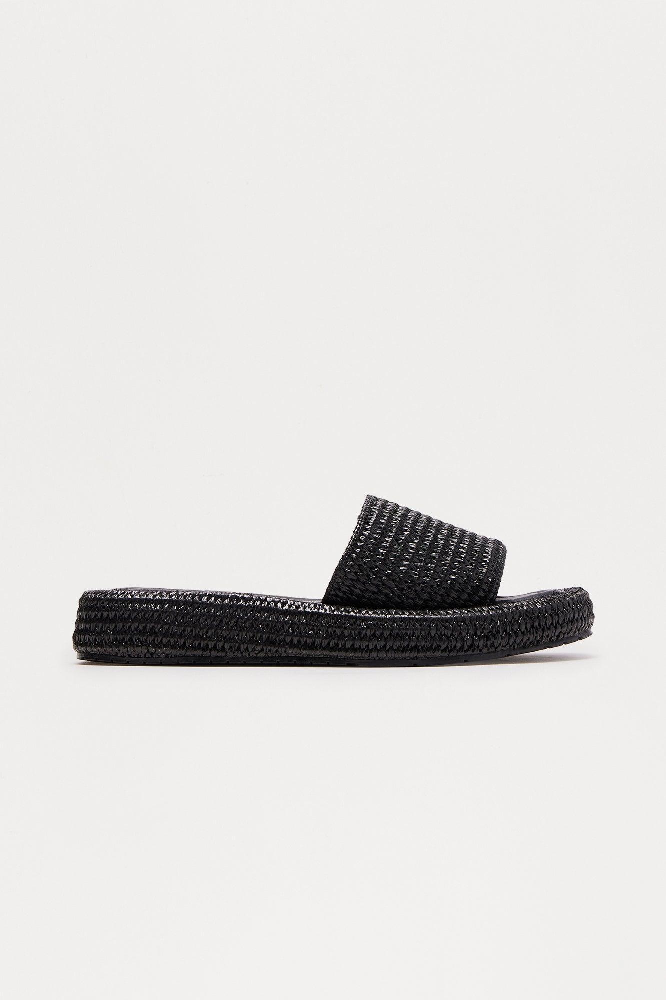 Golden Coast Raffia Sandals - Black Female Product Image