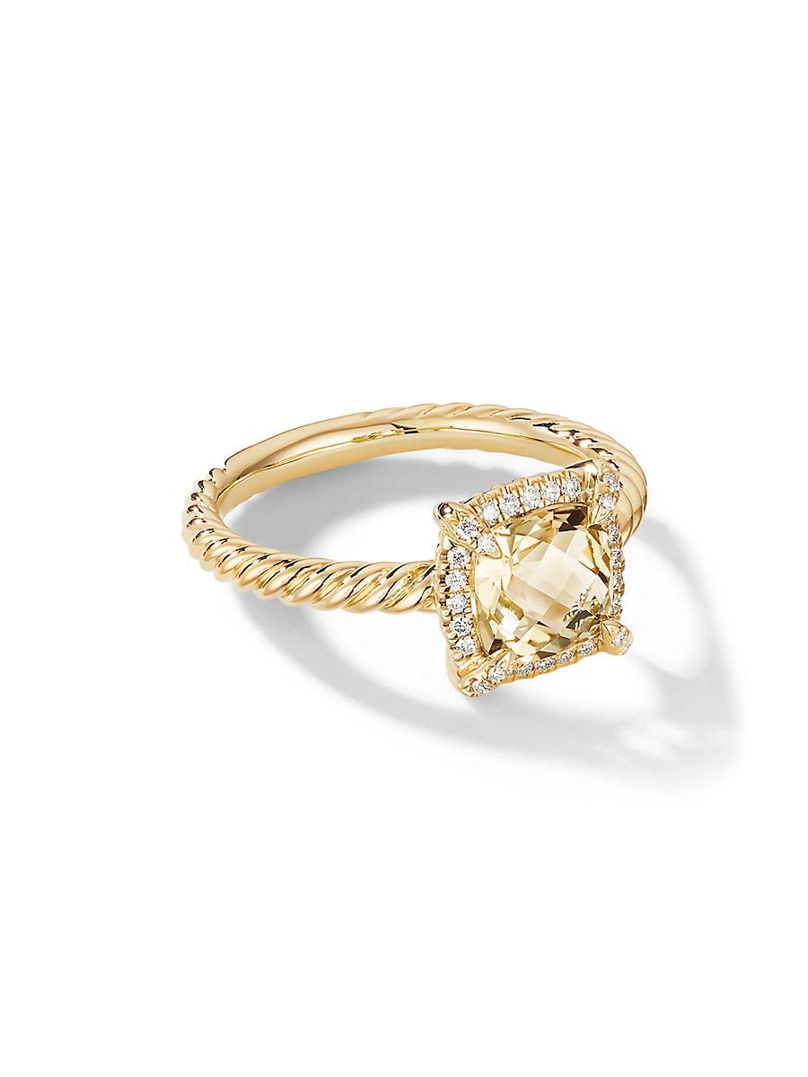 Womens Petite Chatelaine Pav Bezel Ring in 18K Yellow Gold with Diamonds Product Image