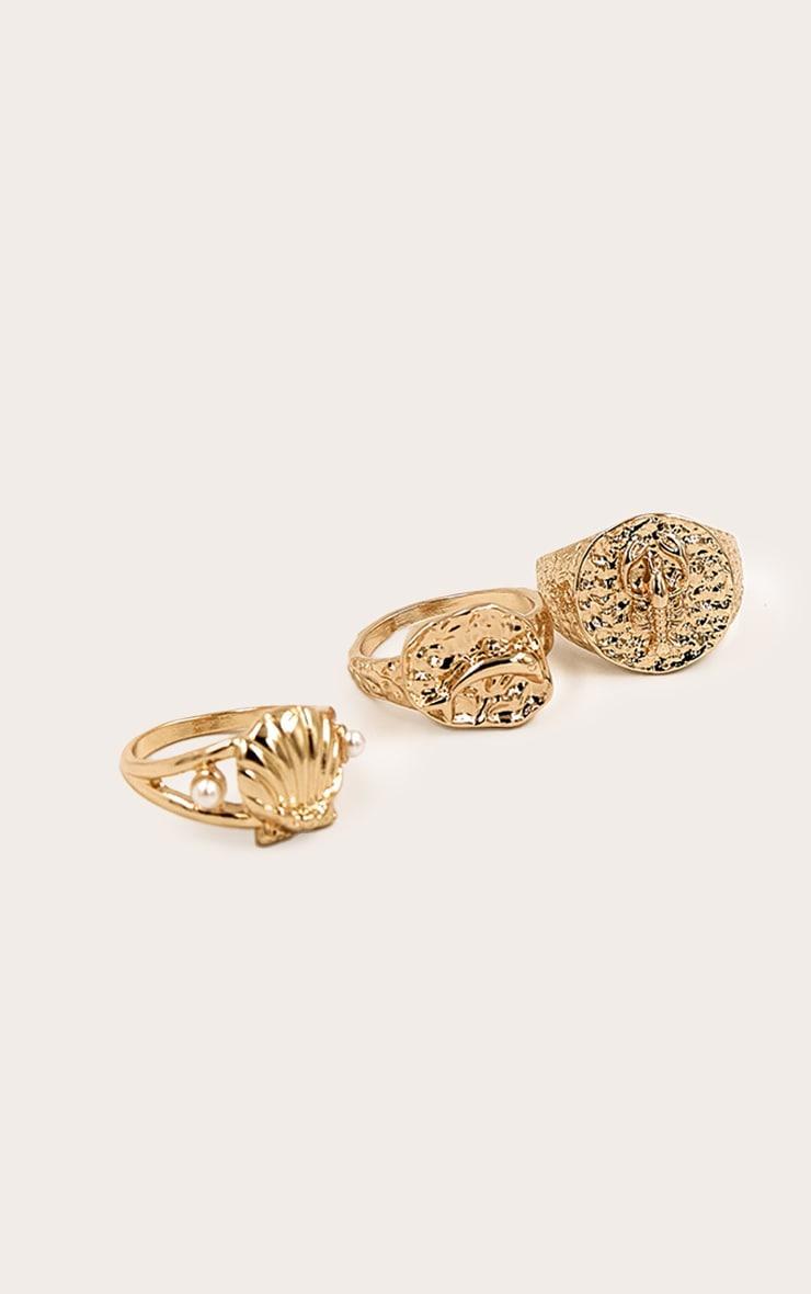 Gold Molten Textured Hammered Multi-Pack Rings Product Image