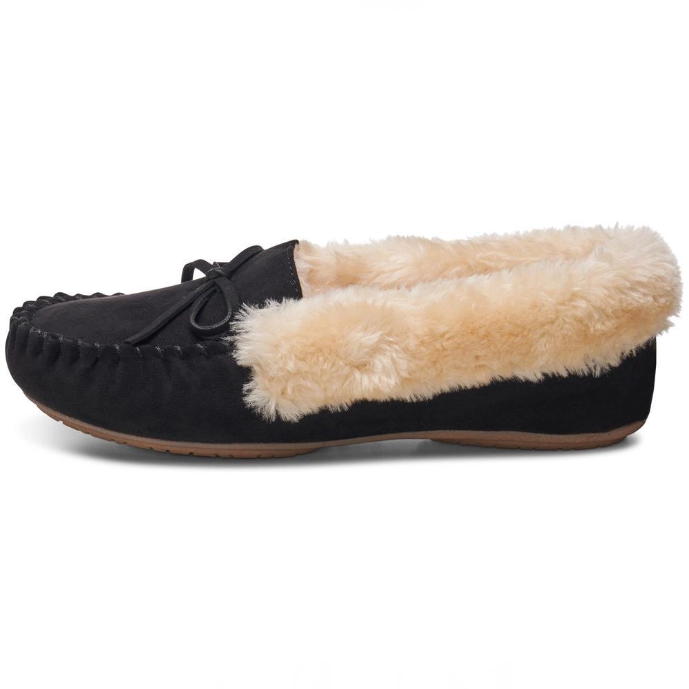 Alpine Swiss Leah Womens Shearling Moccasin Slippers Faux Fur Slip On House Shoes Product Image