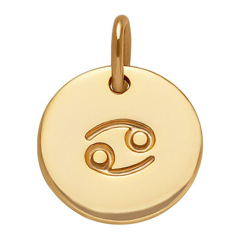 PRIMROSE 18k Gold Over Silver Etched Zodiac Disc Charm, Womens, Gold Tone Leo Product Image