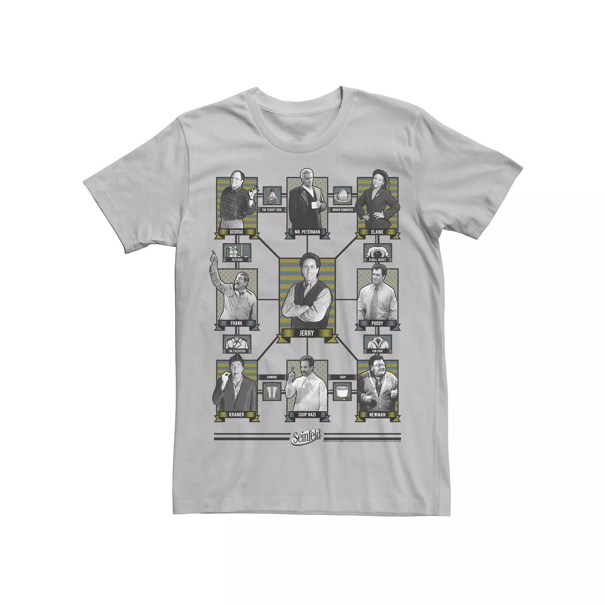 Men's Seinfeld Character Connection Poster Tee, Size: XS, Silver Product Image