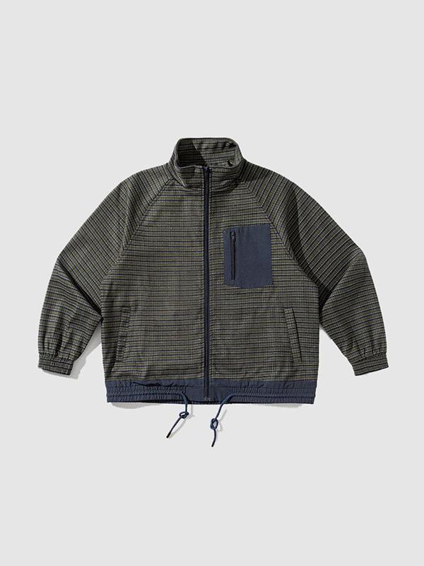 Men's Vintage Plaid Drawstring Hem Zip Up Jacket Product Image