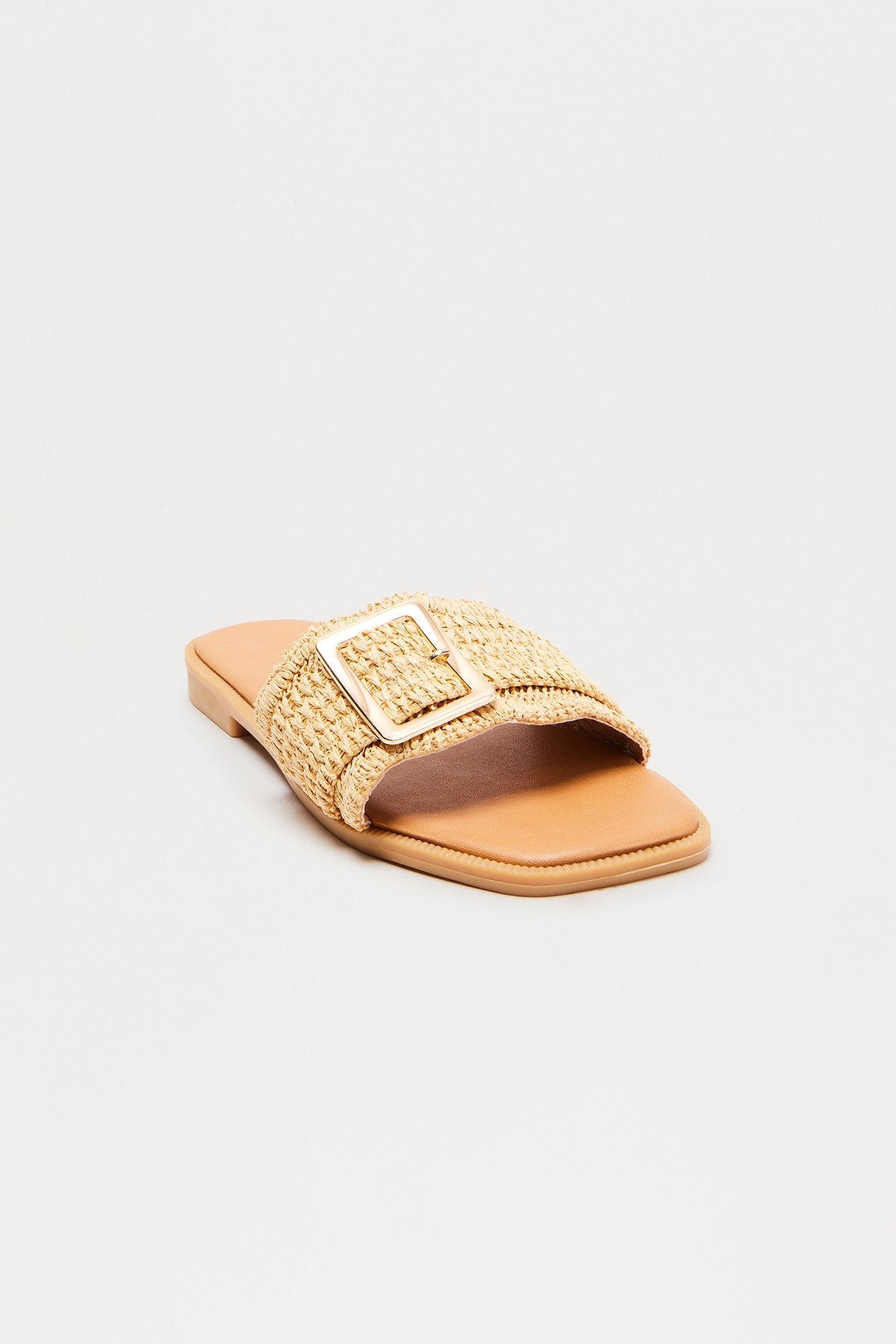 San Diego Raffia Buckle Sandals - Natural Product Image