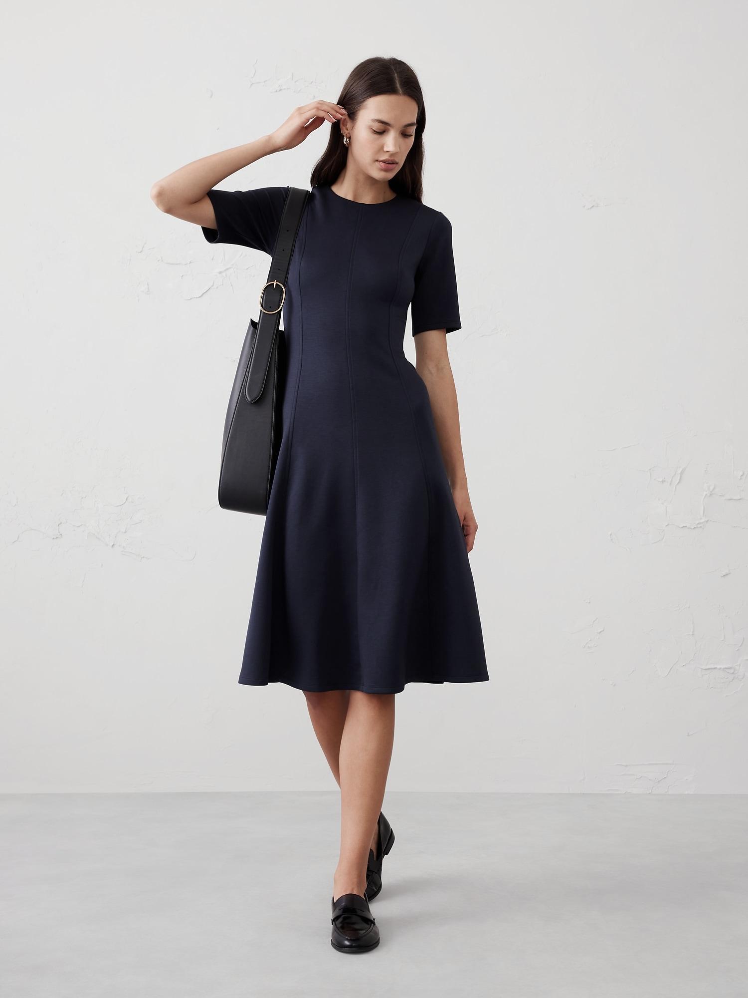 Soft Touch Scuba Seamed Midi Dress Product Image