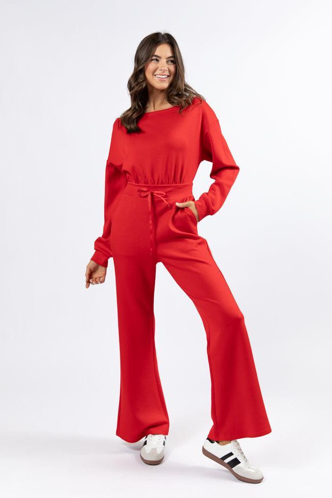 Wear It Out Red Boat Neck Jumpsuit SALE Product Image