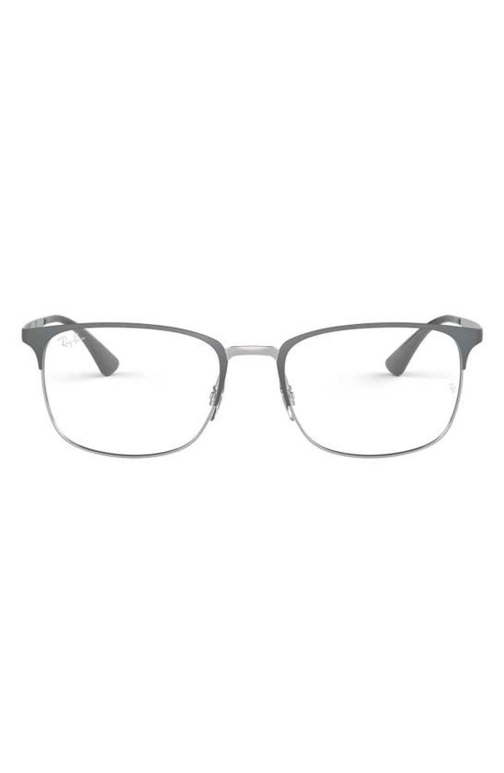 RAY BAN 54mm Rectangular Optical Glasses In Grey Silver Product Image