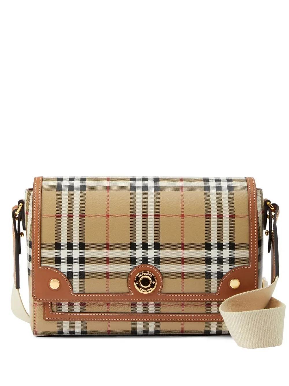 BURBERRY Note Check Crossbody Bag In Beige Product Image