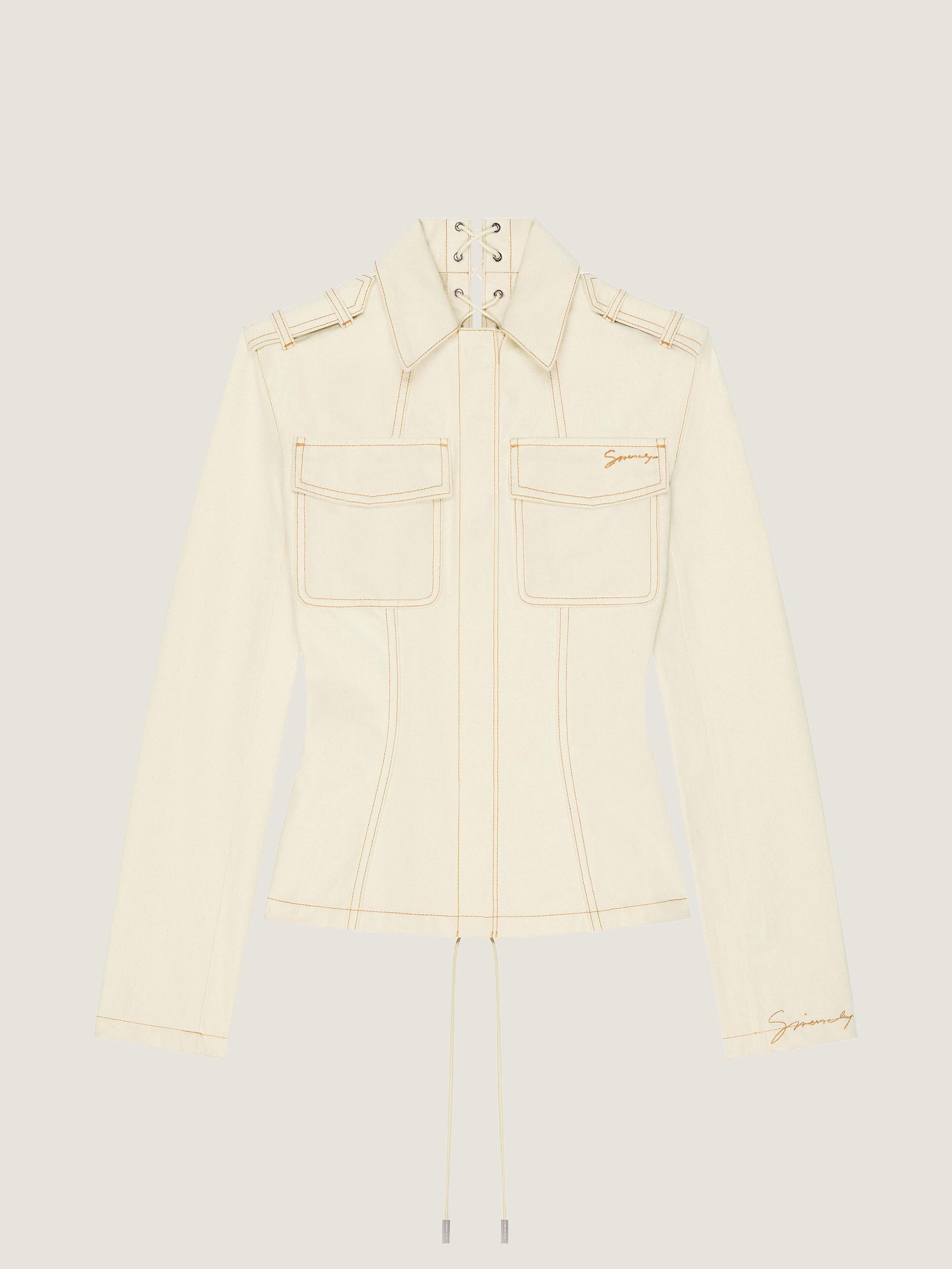 Slim fit jacket in denim with laces Product Image