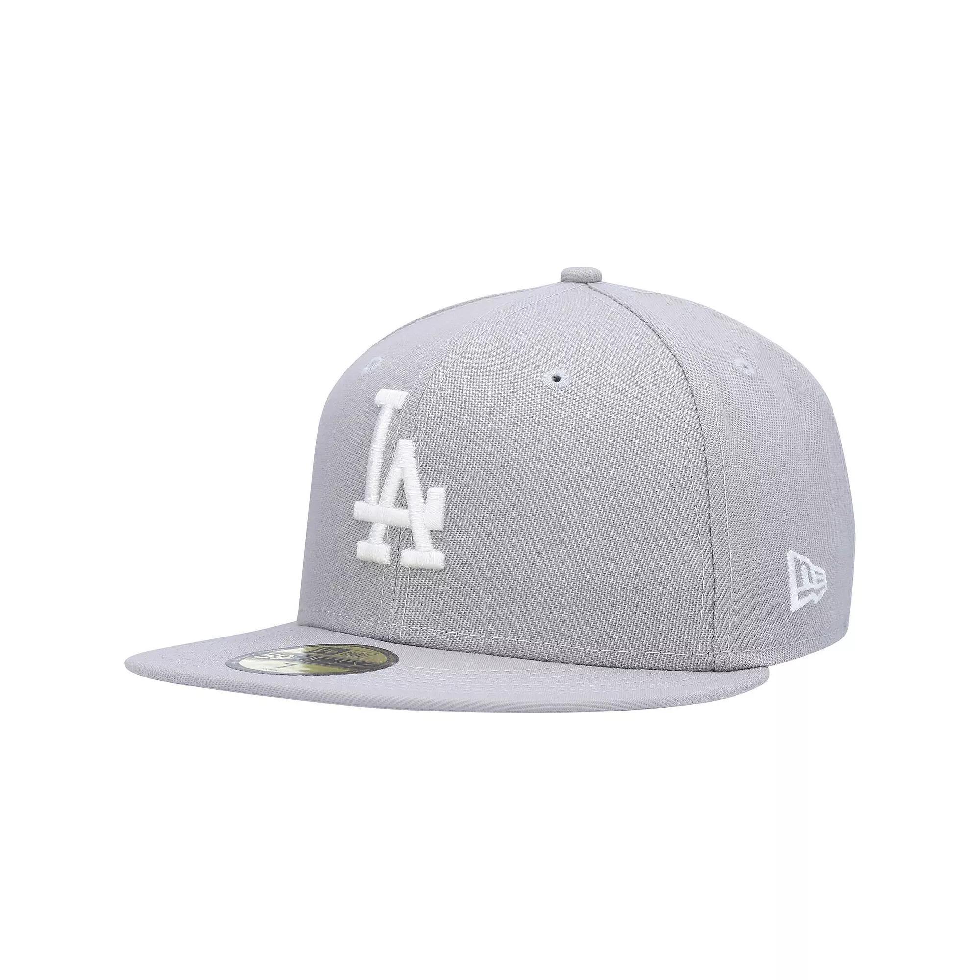 Men's New Era Gray Los Angeles Dodgers Logo White 59FIFTY Fitted Hat, Size: 7 3/4, Grey Product Image