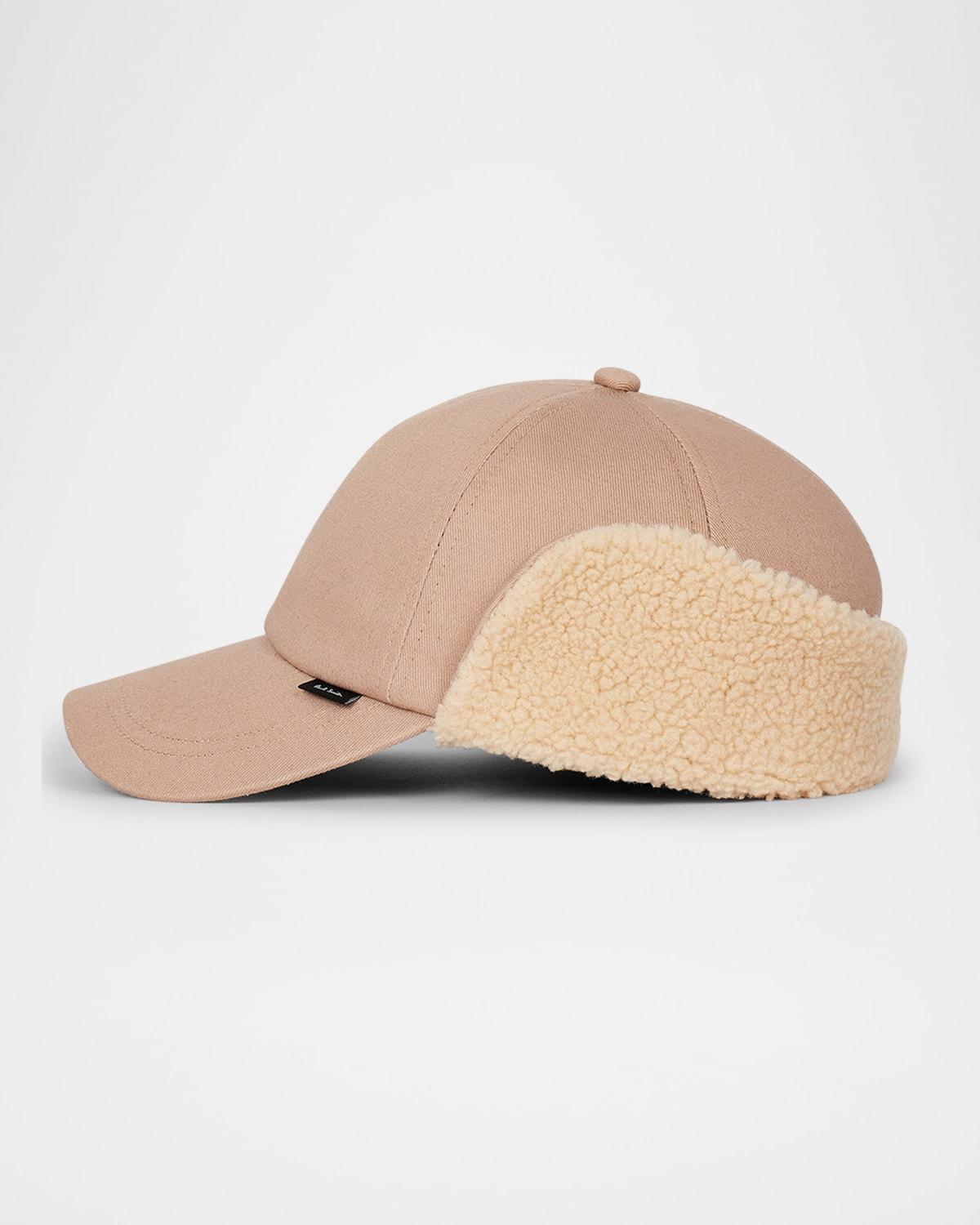 Mens Faux Shearling Ear Flap Baseball Cap Product Image